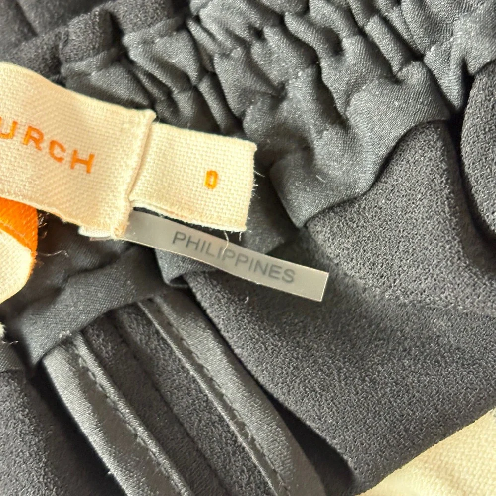 Tory Burch Women Pants Sz 0 Cream Black Rowing Stripe Colorblock Elastic Waist